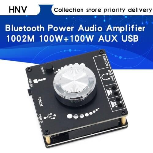 1002M 100W+100W Bluetooth 5.0 Power Audio Amplifier board Stereo AMP Amplificador Home Theater AUX USB
