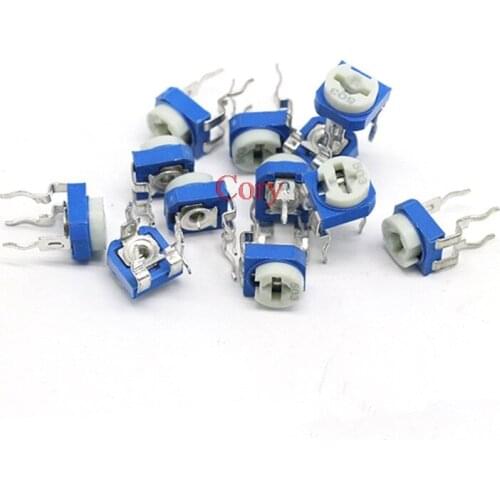 20PCS White Blue adjustable resistor carbon-film potentiometer RM065 Series 100R-1M Ohm 0.1W Trim Pot