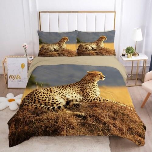 3D Leopard Bed Linens Duvet Cover Sets Quilt Covers Pillow Shams Bedclothes Bedding Sets King Queen Single Home Textile