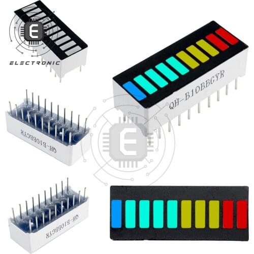 5PCS 10 Segment 4 Color LED Battery Level Bar Graph Power Display Indicator Module Multi-color 5V Light