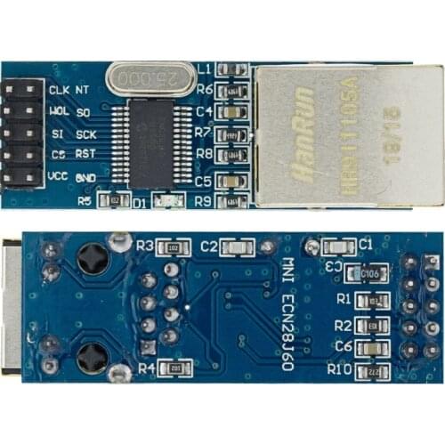 50PCS/LOT mini ENC28J60 LAN Ethernet Network Board Module 25MHZ Crystal AVR 51 LPC 3.3V+free shipping B82