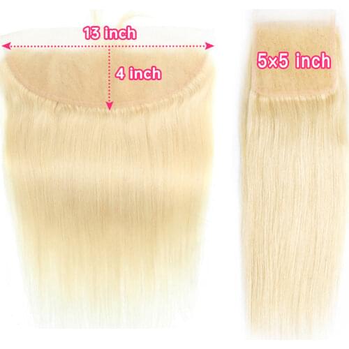 613 Blonde Hair Lace Frontal 6x6 5x5 Lace Closure Only Virgin 100% Human Hair Brazilian Straight Closure Pre Plucked 8-22 Inch