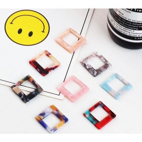 DIY accessories Korea wind pierced earrings earrings acetate Harajuku square pendant pendant accessories material