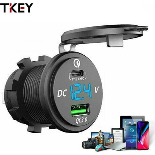 QC3.0 Fast Charge Car Charger 12V/24V USB Type C+PD Vecicle Charger LED Power Adapter for iPhone 12 11 Pro Samsung Xiaomi Huawei