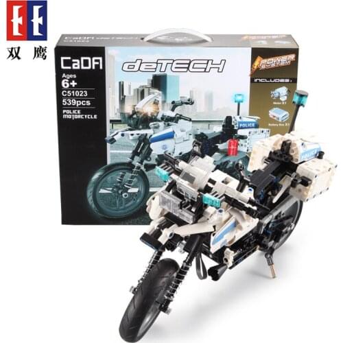 CaDA Motorcycle Police Motorcycle High-Tech Model with Motor Power 539pcs Building Blocks Bricks Toys Kids Gifts
