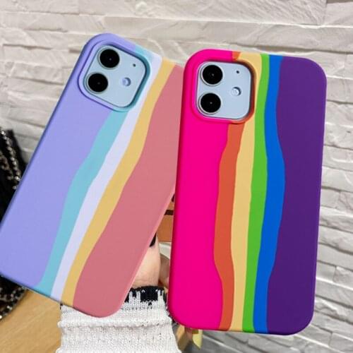 2021 Rainbow New Colors Phones Cases For IPhone 11 12 Pro7 8 Plus Funda Iphones Xs Max Xr Se2020 Liquid Silica Full Back Cover