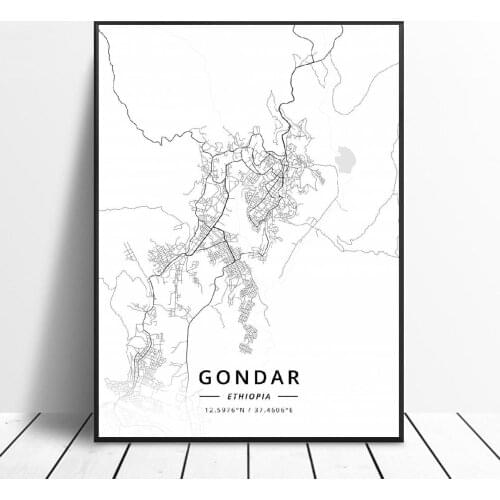 Gondar Addis Ababa Ethiopia Canvas Art Map Poster