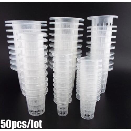 50Pcs Plant Grow Pots Net Nursery Cup Hydroponic colonization Mesh plastic Basket holder Aeroponic vegetable Planting Soilless