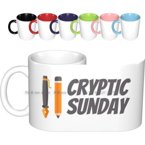 Cryptic Sunday Logo ( With Text ) Ceramic Mugs Coffee Cups Milk Tea Mug Creative Trending Vintage Gift Bottle Cup