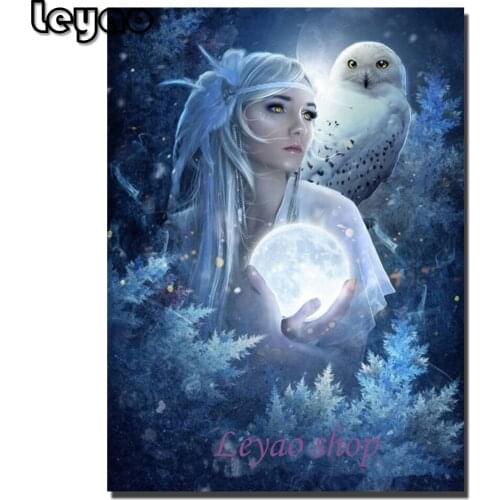 Beauty and Owl 5D DIY Diamond Painting Moon Fairy cross stitch mosaic square round diamond embroidery Home Decor