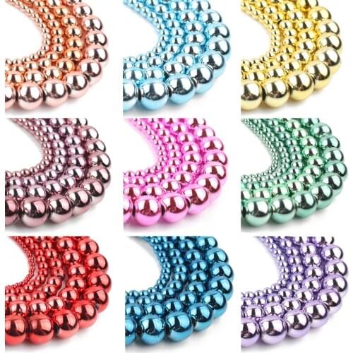 Natural Stone Black Blue Red Green Hematite Round Beads For Jewelry Making DIY Bracelet Earring Pendant Making 15inch 3/4/6/8mm