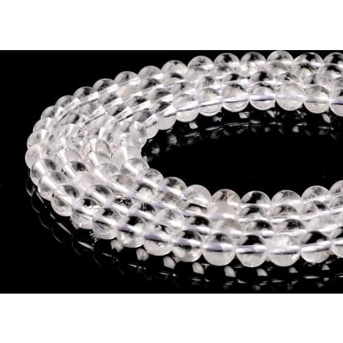 High Quality Natural White Crystal Beads Round Rock Crystal Clear Quartz Beads Selectable 4/6/8/10/12/14MM for Jewelry Making
