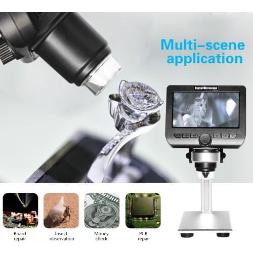1000X Digital Wireless Wifi Microscope 4.3 Inch 1080P Lcd Screen 8 Led Camera Magnifier for Ios Android with stand