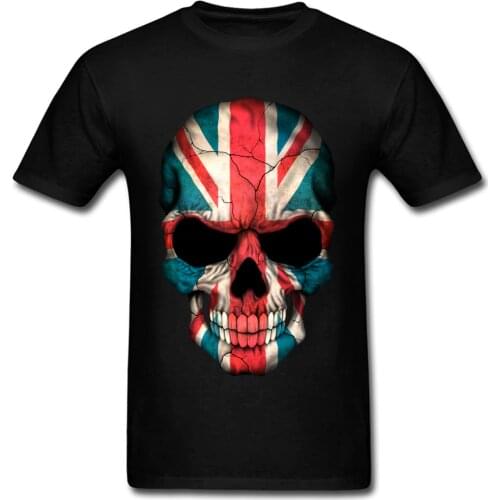 New 2018 British Flag Skull T-shirt 3D Print Male Large Size Cotton Top Shirt Short Sleeve Man Vintage Style
