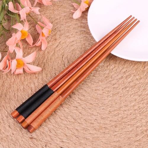 1pair Japanese Natural Chestnut Wood Chopsticks Set Value Gift Sushi Chinese food Tie line Handmade