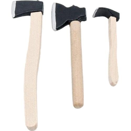 Odoria 1:12 Miniature 3PCS Felling Axe Set for Outdoor Dollhouse Fairy Garden Accessories