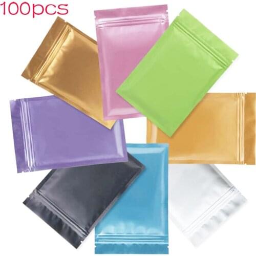100pcs Color Zip Lock Ziplock Bags Aluminum Foil Bag Storage Package Baking Candy Jewelry Reclosable Vacuum Storage Bag