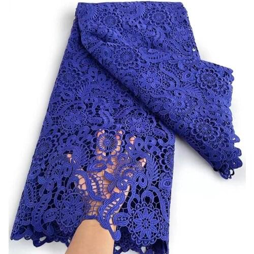 2021Latest High Quality African Nigerian Tulle Lace Fabric Embroidery Damask Prom Dresses Cotton Wedding Party Guipure 5 Yard