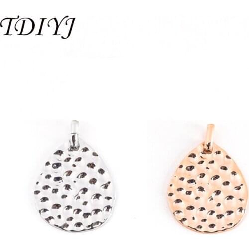 TDIYJ New 24mmx20mm Pear Tone Disc Pendant Large Uneven Surface Slide Dangle for Cleo Jewelry Necklace 6Pcs/lot