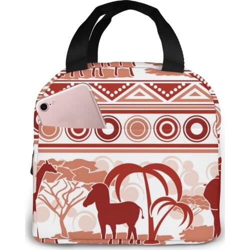 Portable Lunch Bag African Style Thermal Insulated Lunch Box Tote Cooler Bag Bento Pouch Lunch Container Food Storage Bag