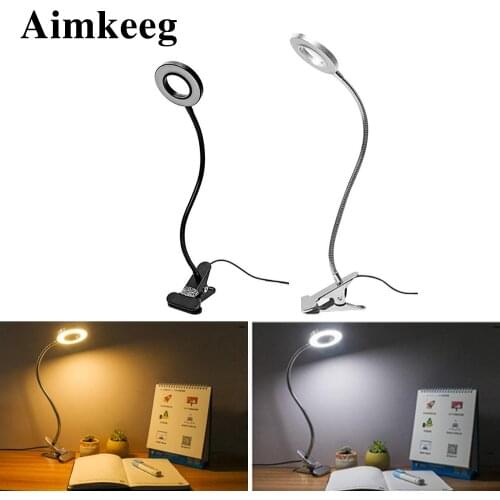 Portable clip-on night light USB rechargeable dimmable table lamp, suitable for reading and studying at night, make-up manicure