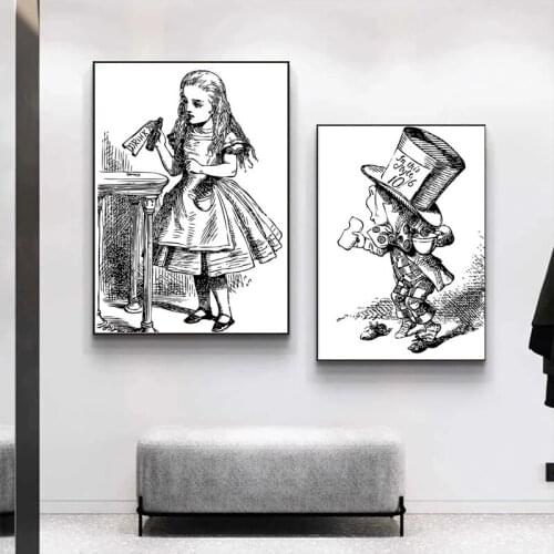 Simple Girl Black and White Classic Style Canvas Painting Wall Art Nordic Posters and Prints Wall Pictures for Living Room Decor