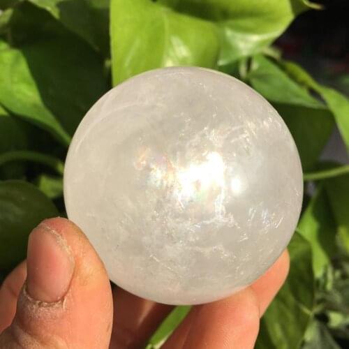 Clear OPTICAL CALCITE with RAINBOWS Sweet Iceland Spar Crystal Sphere Ball