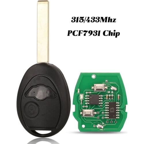Jingyuqin 2Button 315/433Mhz Remote Smart Car Key FOB PCF7931 Chip For BMW Mini Cooper R50 R53 S 2001-2005 With Uncut Blade