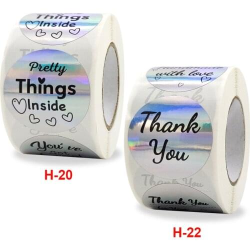 500 / roll 2.5 / 3.8 cm rainbow laser, thank you for buying commercial decoration sticker label