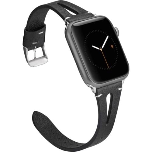 Watchbands For Apple Watch SE Band 44mm 40mm iWatch Series 6 5 4 3 2 1 Leather Triangle Hole Strap For Applewatch 3 42mm 38mm