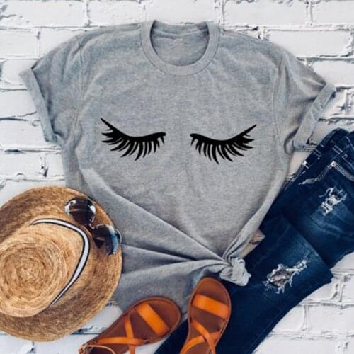 Eyelashes Makeup Lashes Mascara Funny Tee Top Women Casual Round Neck Graphic T-shirt New Summer Fashion Aesthetic Tumblr Tshirt