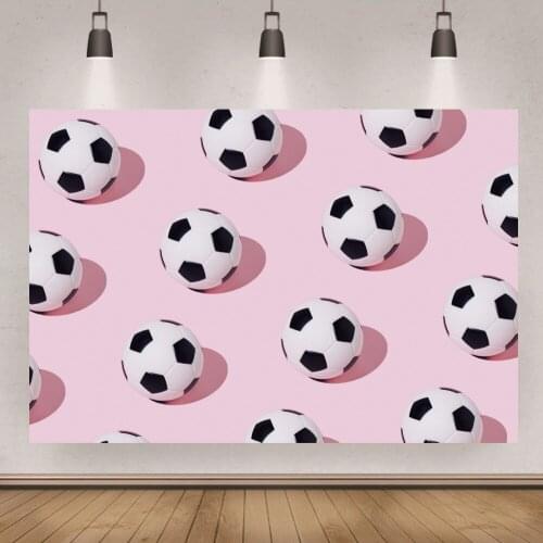 Pink Theme Soccer Football Baby Birthday Party Portrait Photo Backdrops Photography Backgrounds Photocall Studio Banner