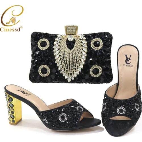 Women Shoe and Bag To Match for Parties Italy African Shoe and Bag Set for Wedding Summer High Heeled Shoes for Women Elegant