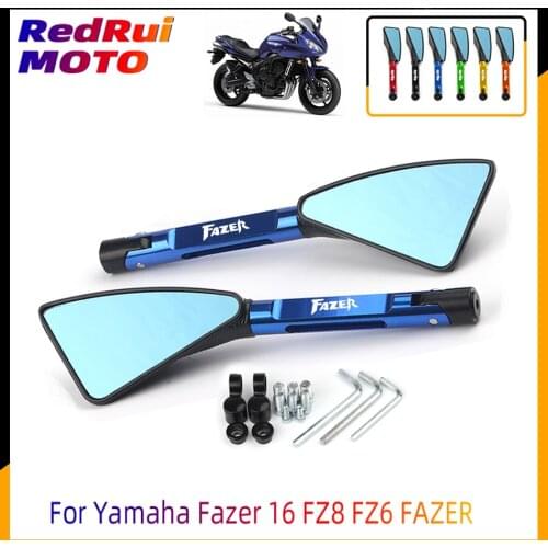 For Yamaha Fazer 16 FZ8 FZ6 FAZER Universal Motorcycle Accessories CNC Aluminum Blue Lens Rear View Side Mirror Laser Logo