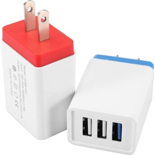 US/EU Plug 3 Port USB Charger Adapter 2000mA QC3.0 Wall Fast Charging Power Adapter for Phone Tablet