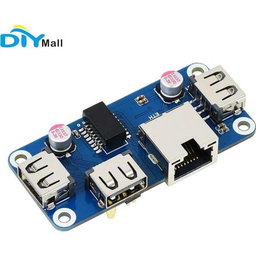 Waveshare Ethernet/USB HUB HAT (B) For Raspberry Pi 1x RJ45 Ethernet Port 3x USB 2.0 Ports RTL8152B Ethernet Chip Pogo pin