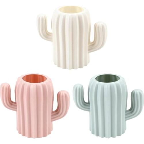 Fun Cute Cactus Pen Holder Office Study Desktop Organizer Home Flower Container Vase Multifunctional Makeup Brush Storage Box