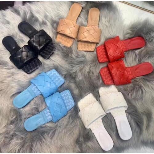 Moraima Snc Summer Leather Braided Sandal for Woman Open Toe Flat Shoes Comfortable Slip on Shoes Black Red White