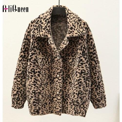 Winter Korean Coats Women Leopard Imitation Mink Velvet Warm Lamb Short Jackets Thick Cotton Crop Coat Pockets Outwear Plus Size