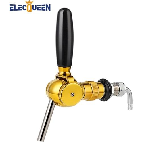 Golden Belgian Beer Tap Faucet, G5/8 thread shank & Keg Flowing Control Ball Home Brewing Silver Draft Beer Tap Beer Soda Kit