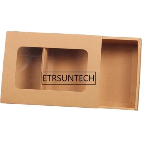 100pcs/lot kraft paper gift boxes sock scarf tea candy packaging box with window 18.3*13.5*4.5cm