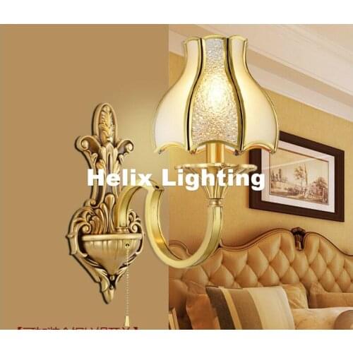 2017 European Retro Brass Lamp 110V~220V Indoor Lighting Wall Lamp E14 Bedroom Wall Lighting Antique Bronze Living Room Lights