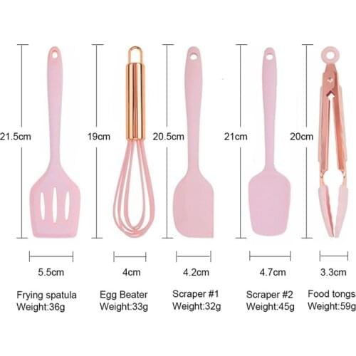 5PCS Silicone Baking Tool Set Heat Resistant Kitchen Cooking Utensils Set Non-stick Spatula Shovel Kitchen Tools Accessories