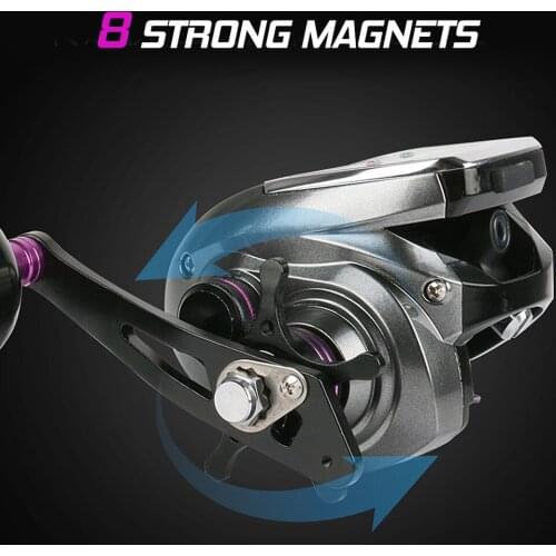 6+1BB 8.0:1 Ratio Digital Display Baitcasting Reel with Solar Charging System High Speed Fishing Reel with Line Counter