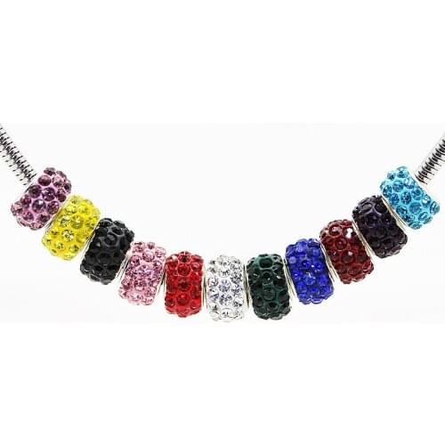 20 Pcs Big Hole Crystal Beads Rhinestone Murano Spacer Charms Fit For Pandora Bracelet Earrings Pendants Necklace DIY Jewelry