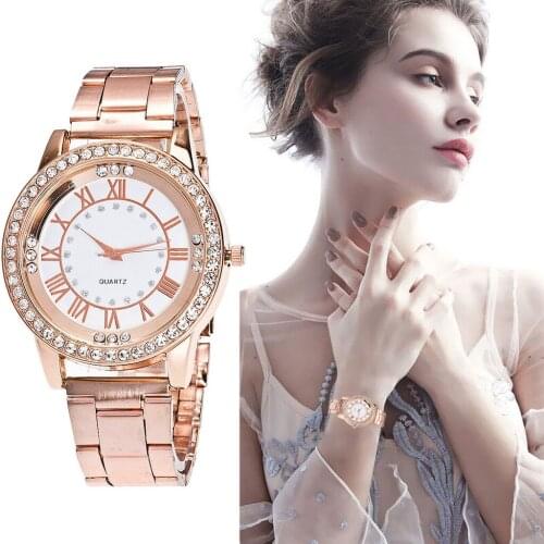 Geneva Watch Women Luxurious Fashion Quartz Rose Golden Brand New Digital Alloy Straps Korean Wristwatch Clock montres femme 30