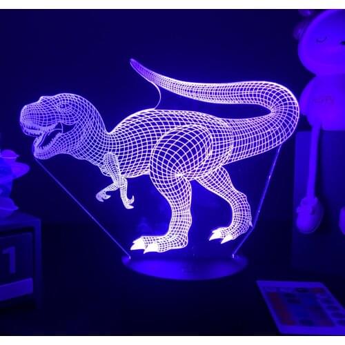 Dinosaur 3D Vision Lamp Muticolors Led RGB Night Light For Kids Bedroom Decor Birthday Gifts Tyrannosaurus Figure Bedside Lamp