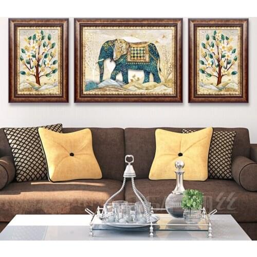 EECAMAIL European Style Rich Auspicious Elephant Diamond Painting Full Of Diamonds New 2019 Living Room American Rich Tree Home