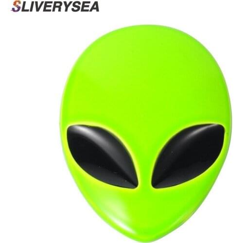 Fluorescent Green Car 3D Logo Metal Aliens Automatic Truck Motorcycle Emblem Car Sticker Decals