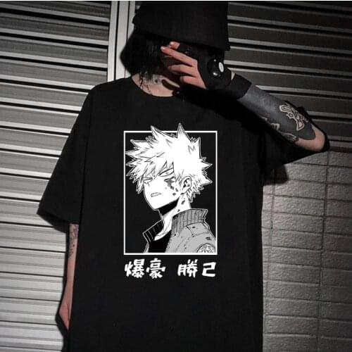 My Hero Academia Bakugou Katsuki Printed Round Neck T-Shirts Cozy Short Sleeve Tops